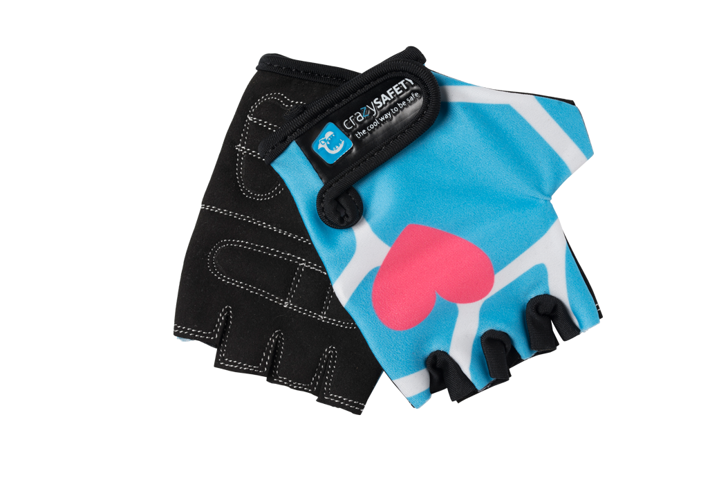 Kids Bike Gloves Blue Giraffe