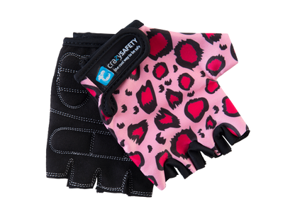 Kids Bike Gloves Pink Leopard