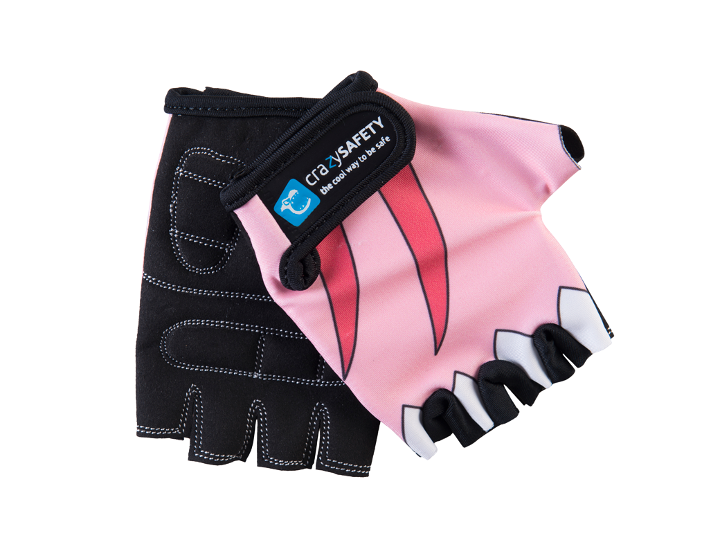 Kids Bike Gloves Pink Shark